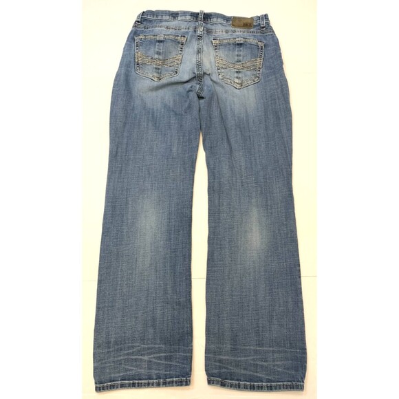 BKE Buckle Jeans Mens 34 Derek Bootleg Relaxed Whiskered Stretch Low Rise Denim - Picture 3 of 10